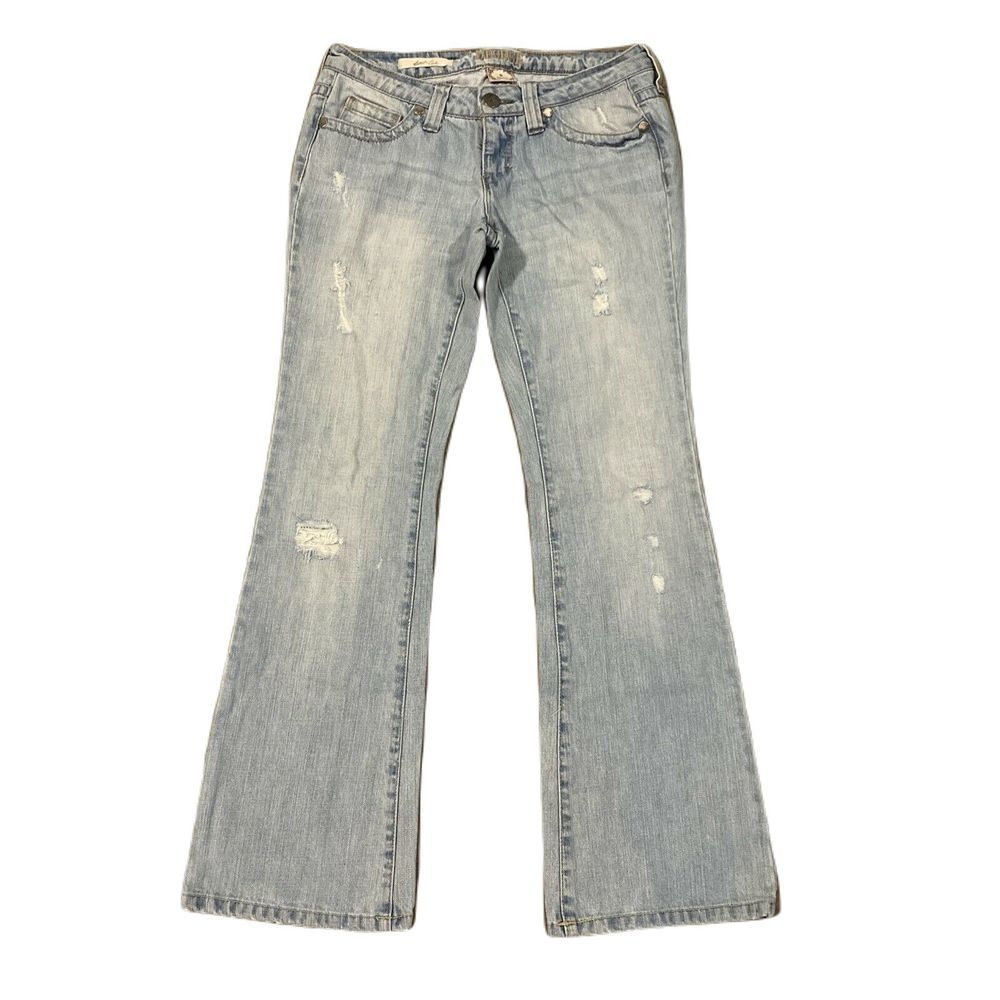 Decree Bootcut Denim Jeans ~ Sz 9 ~ Blue ~ Low Rise ~ 31" Inseam ~ Distressed